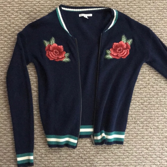 American Eagle Outfitters Sweaters - Embroidered Rose Cardigan